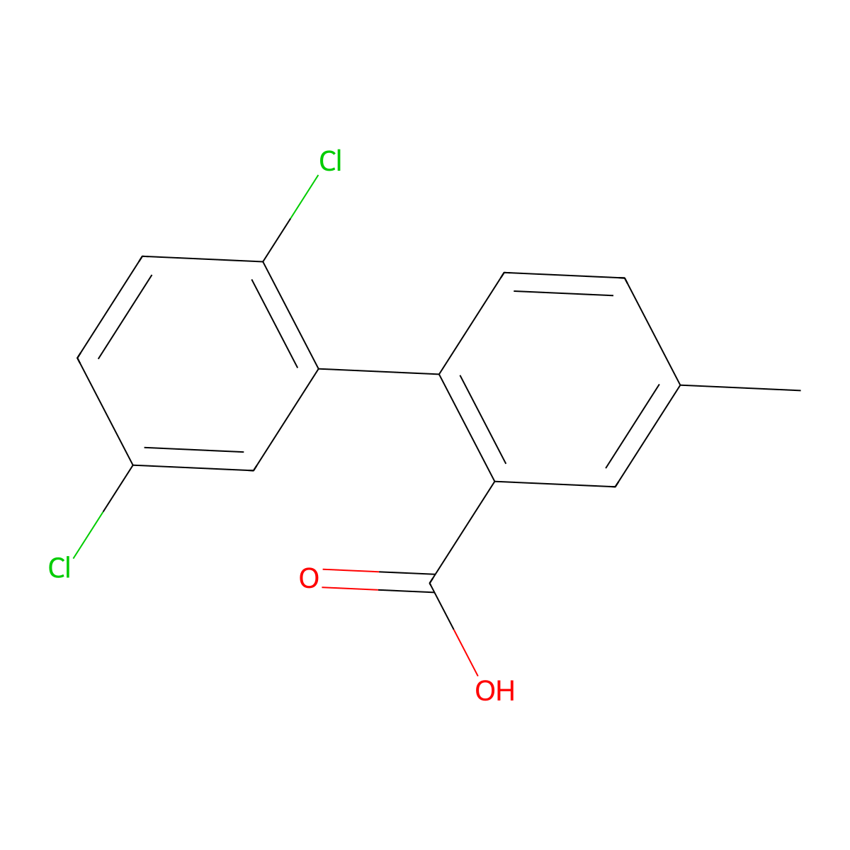 2-(2,5-Dichlorophenyl)-5-methylbenzoic acid molecular structure, CAS 1181626-98-1