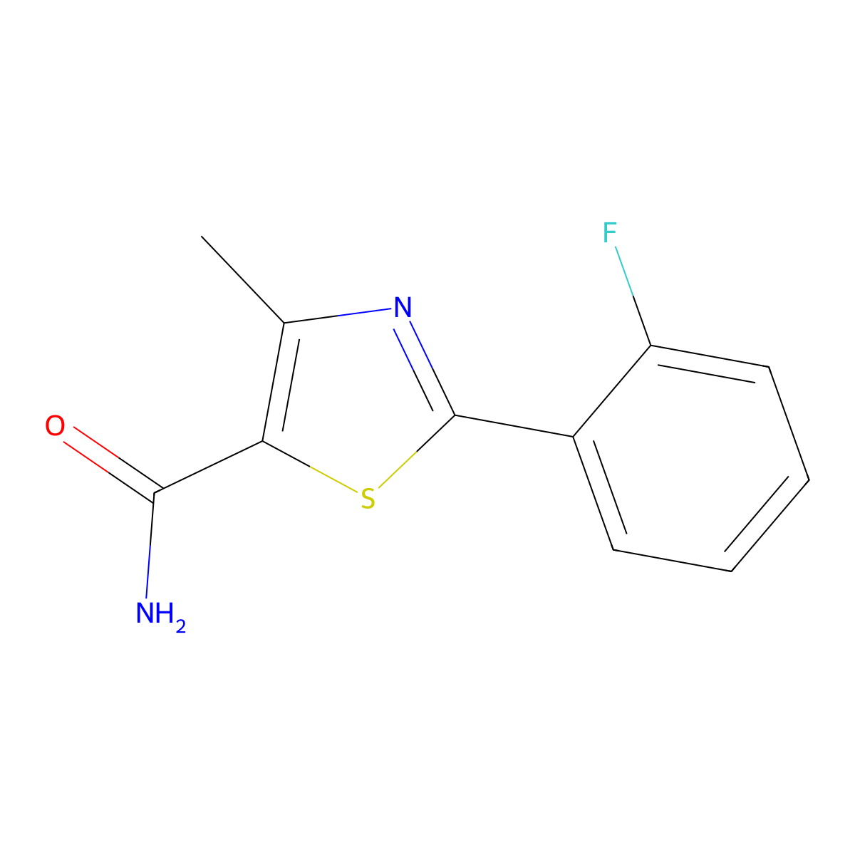 2-(2-Fluorophenyl)-4-methyl-1,3-thiazole-5-carboxamide molecular structure, CAS 1181638-58-3