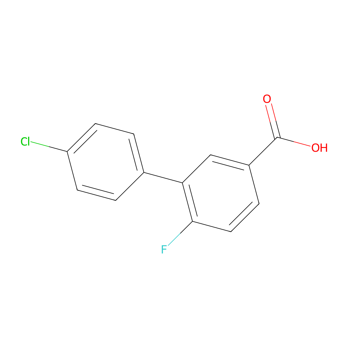4'-Chloro-6-fluoro-[1,1'-biphenyl]-3-carboxylic acid molecular structure, CAS 1181639-60-0