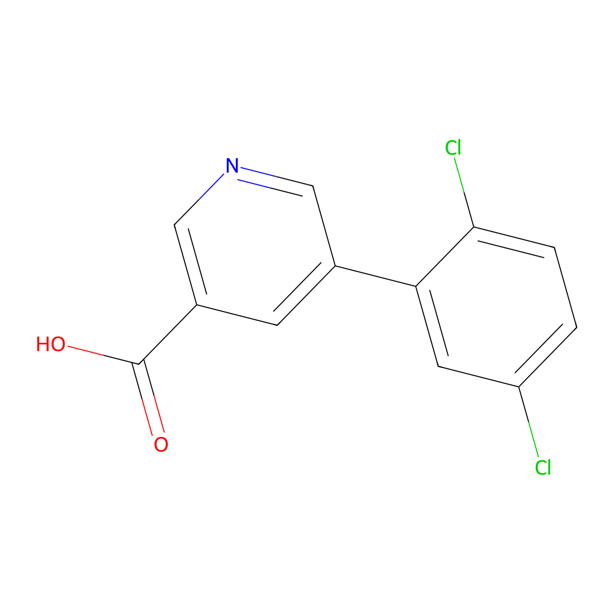 5-(2,5-Dichlorophenyl)nicotinic acid molecular structure, CAS 1181639-80-4