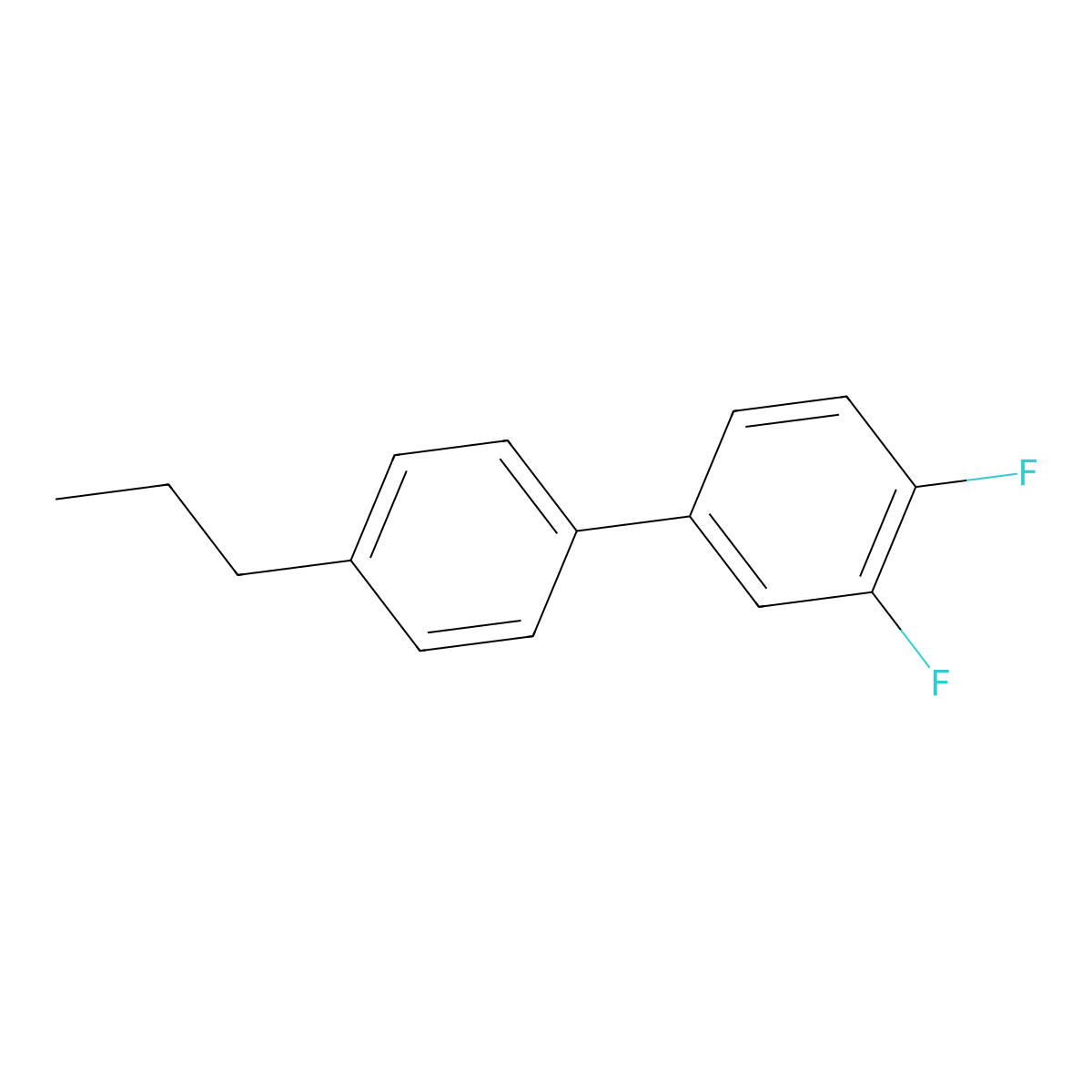 1,1'-Biphenyl, 3,4-difluoro-4'-propyl- molecular structure, CAS 118164-49-1