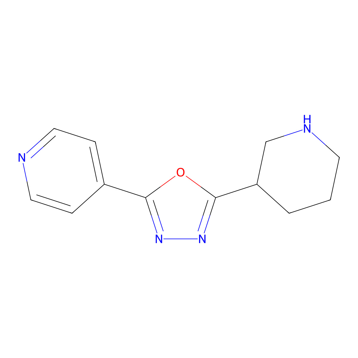 2-(Piperidin-3-yl)-5-(pyridin-4-yl)-1,3,4-oxadiazole molecular structure, CAS 1181642-23-8