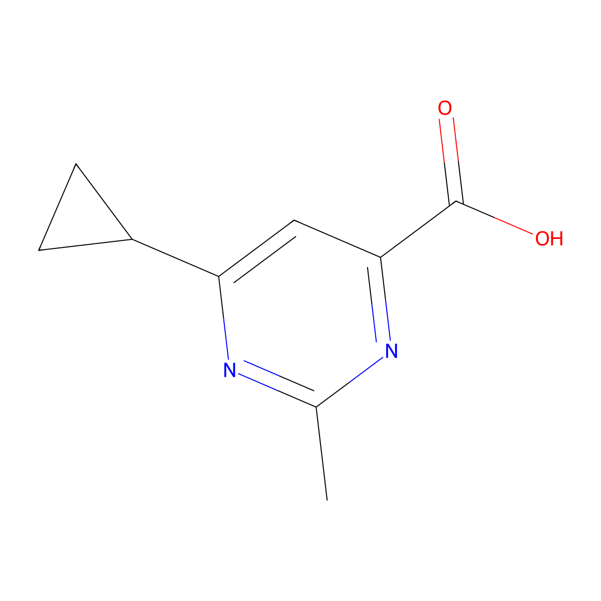 6-Cyclopropyl-2-methylpyrimidine-4-carboxylic acid molecular structure, CAS 1181643-95-7