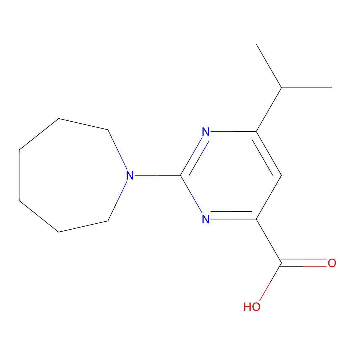 2-(Azepan-1-yl)-6-isopropylpyrimidine-4-carboxylic acid molecular structure, CAS 1181649-90-0