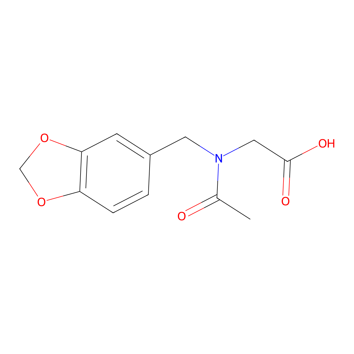 2-{N-[(1,3-dioxaindan-5-yl)methyl]acetamido}acetic acid molecular structure, CAS 1181650-90-7