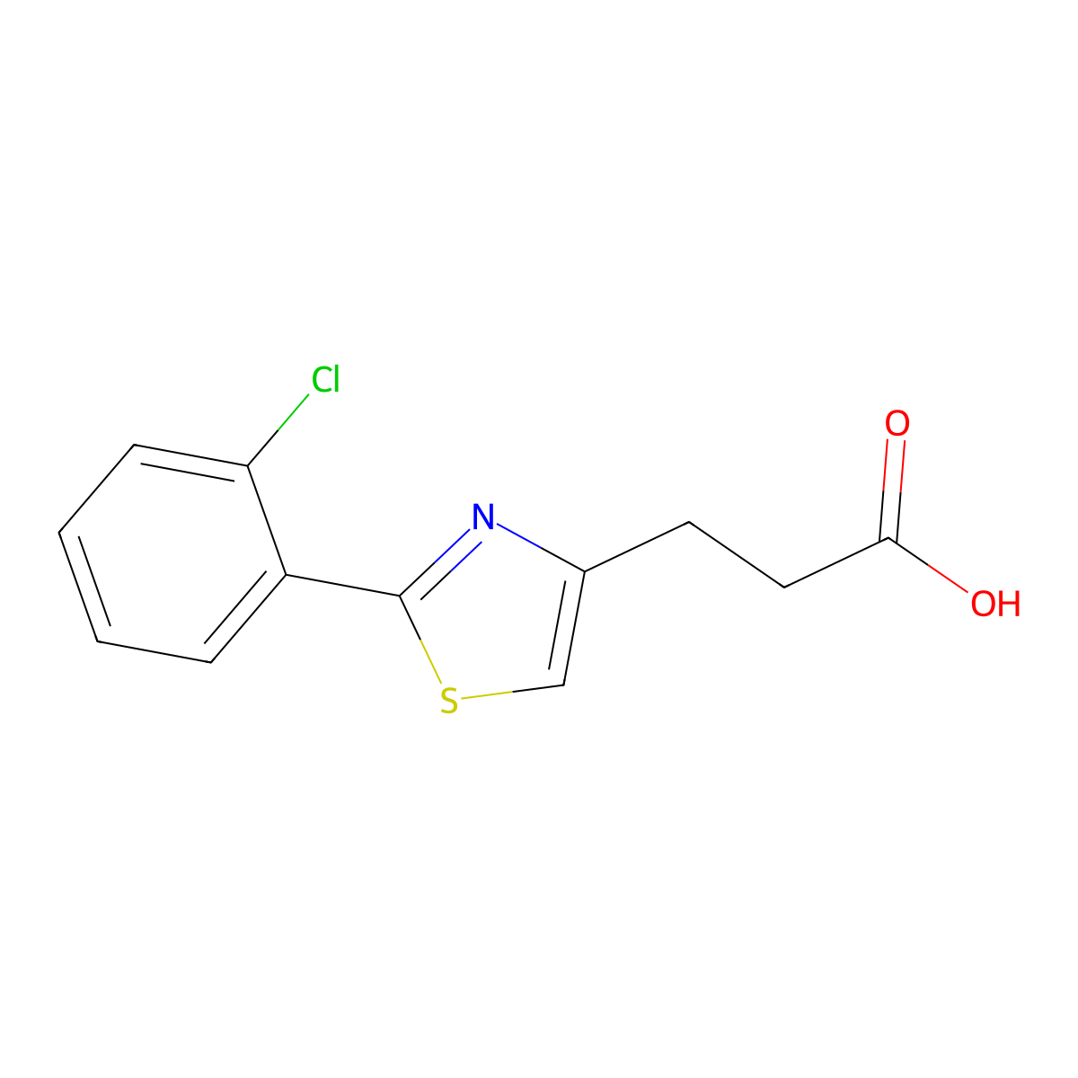 3-[2-(2-Chlorophenyl)-1,3-thiazol-4-yl]propanoic acid molecular structure, CAS 1181657-81-7