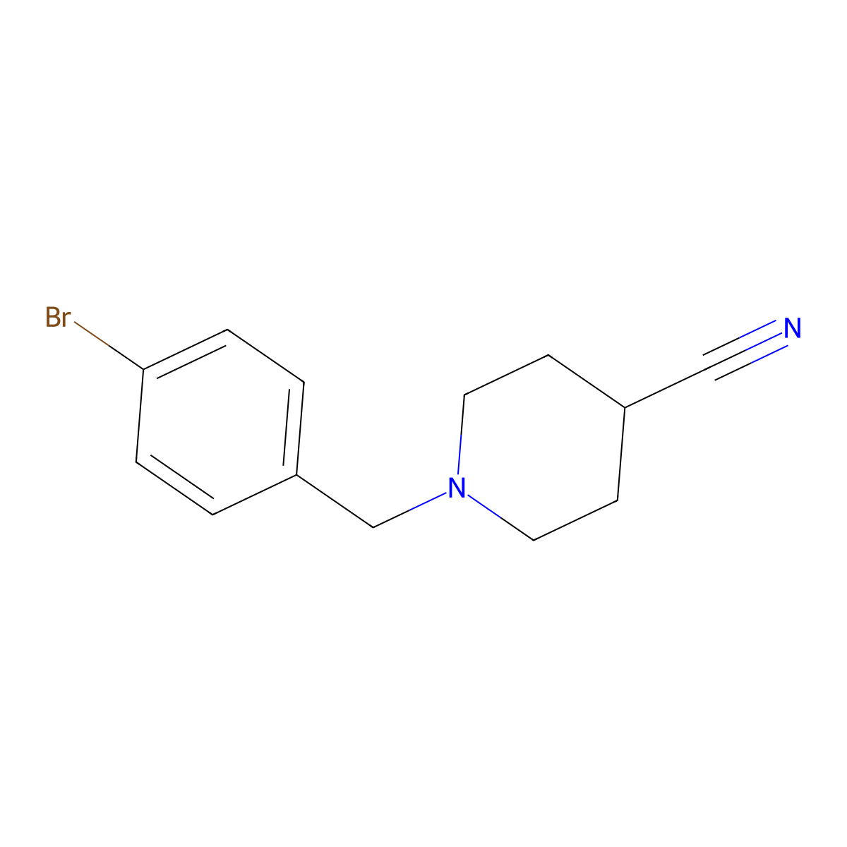 1-(4-Bromobenzyl)-piperidine-4-carbonitrile molecular structure, CAS 1181664-35-6
