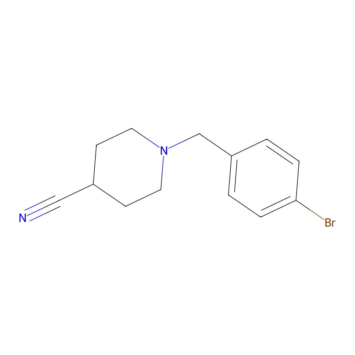 1-(4-Bromobenzyl)-piperidine-4-carbonitrile molecular structure, CAS 1181664-35-6