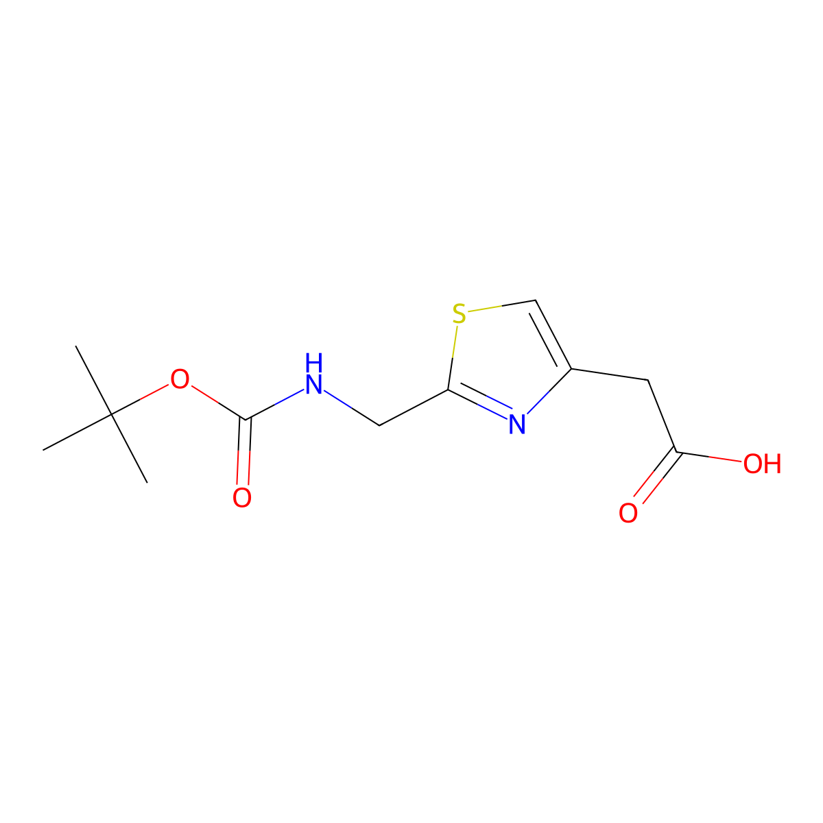 2-[2-({[(Tert-butoxy)carbonyl]amino}methyl)-1,3-thiazol-4-yl]acetic acid molecular structure, CAS 1181664-88-9