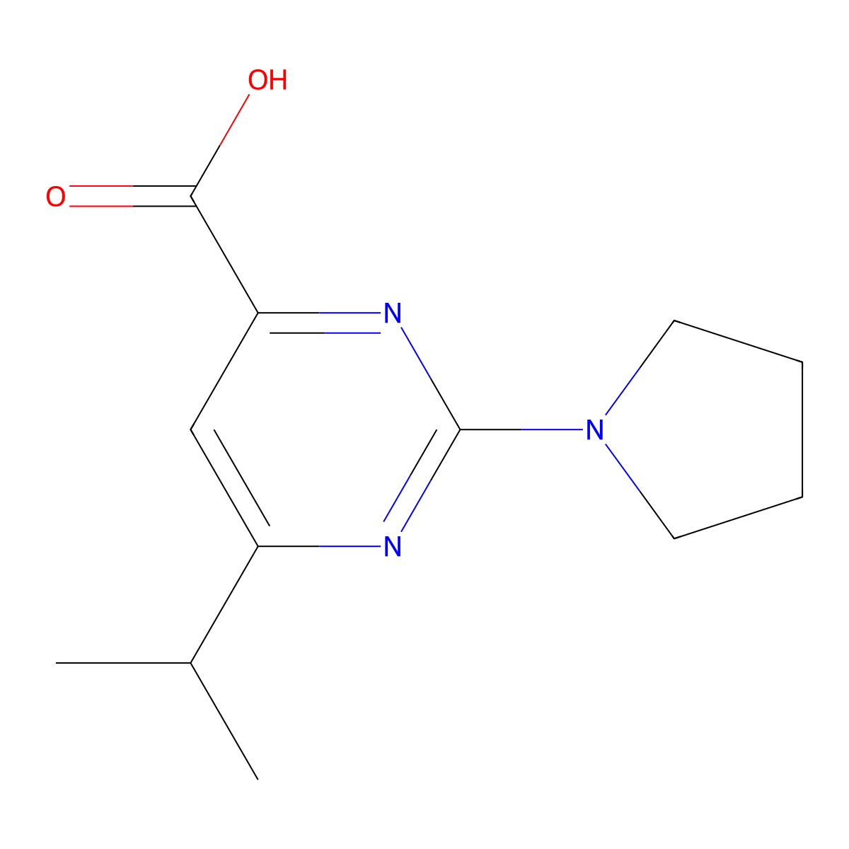 6-Isopropyl-2-(pyrrolidin-1-yl)pyrimidine-4-carboxylic acid molecular structure, CAS 1181666-30-7