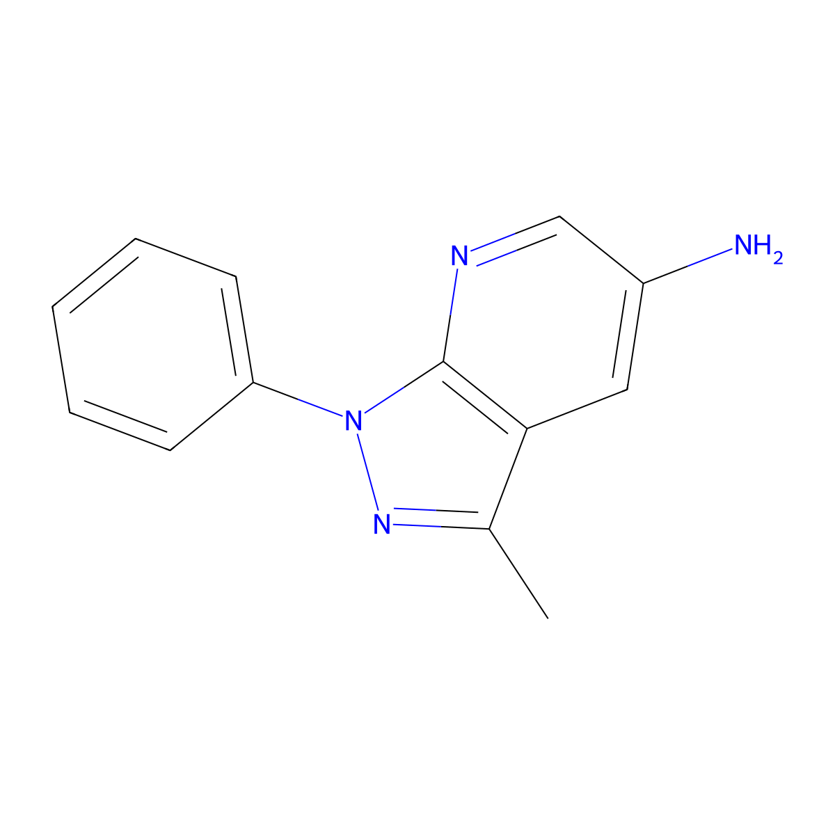 3-methyl-1-phenyl-1H-pyrazolo[3,4-b]pyridin-5-amine molecular structure, CAS 1181669-30-6