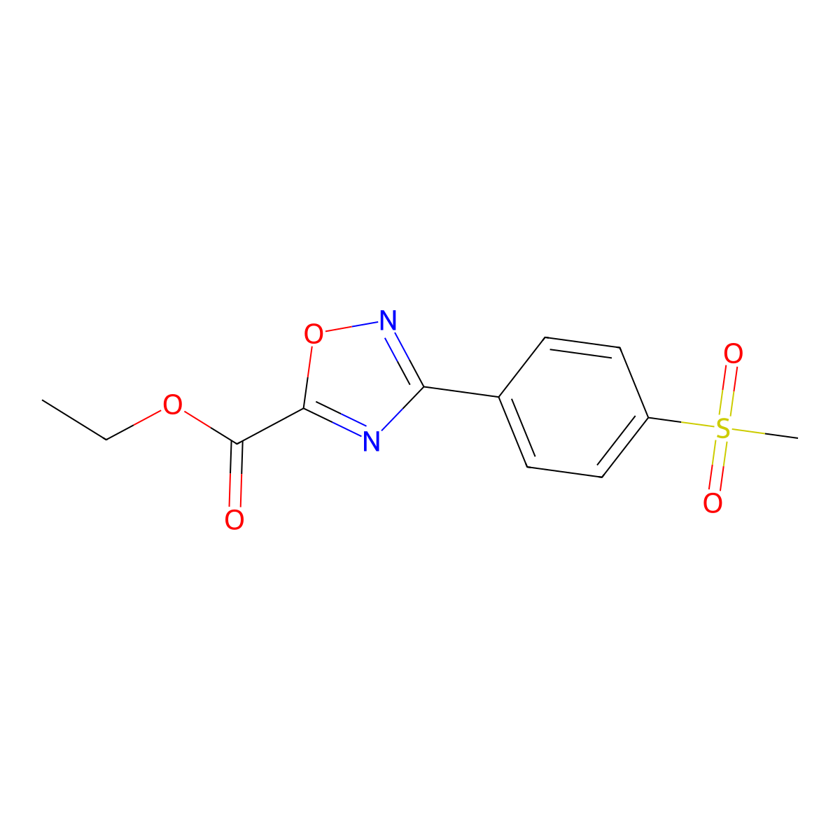 Ethyl 3-[4-(methylsulfonyl)phenyl]-1,2,4-oxadiazole-5-carboxylate molecular structure, CAS 1181676-02-7