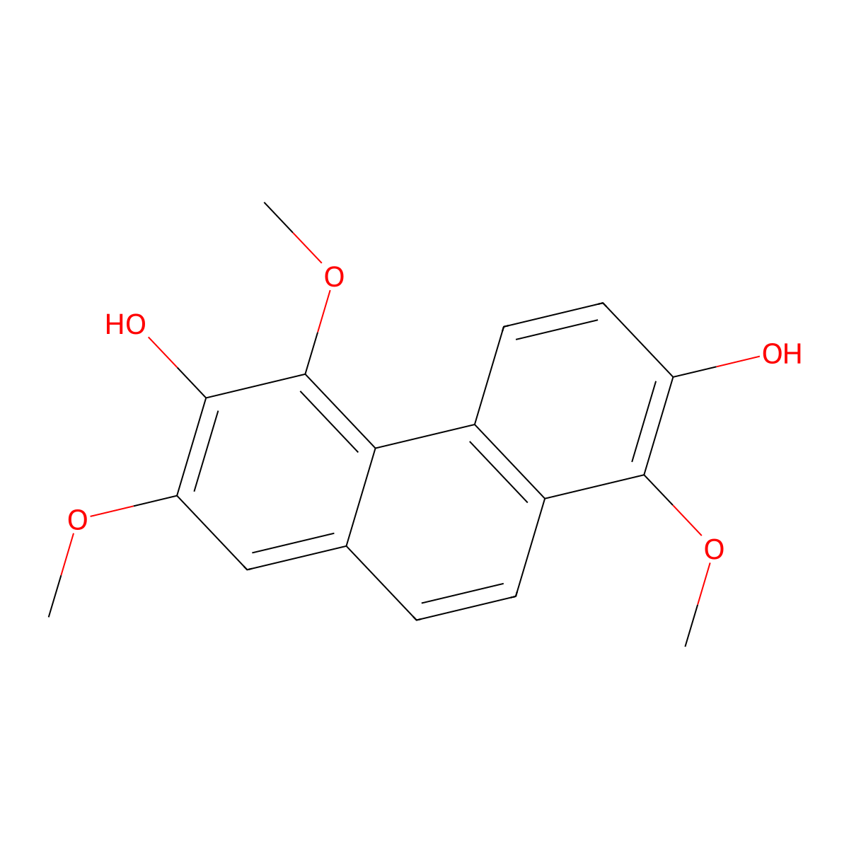 2,6-Phenanthrenediol, 1,5,7-trimethoxy- molecular structure, CAS 118169-17-8