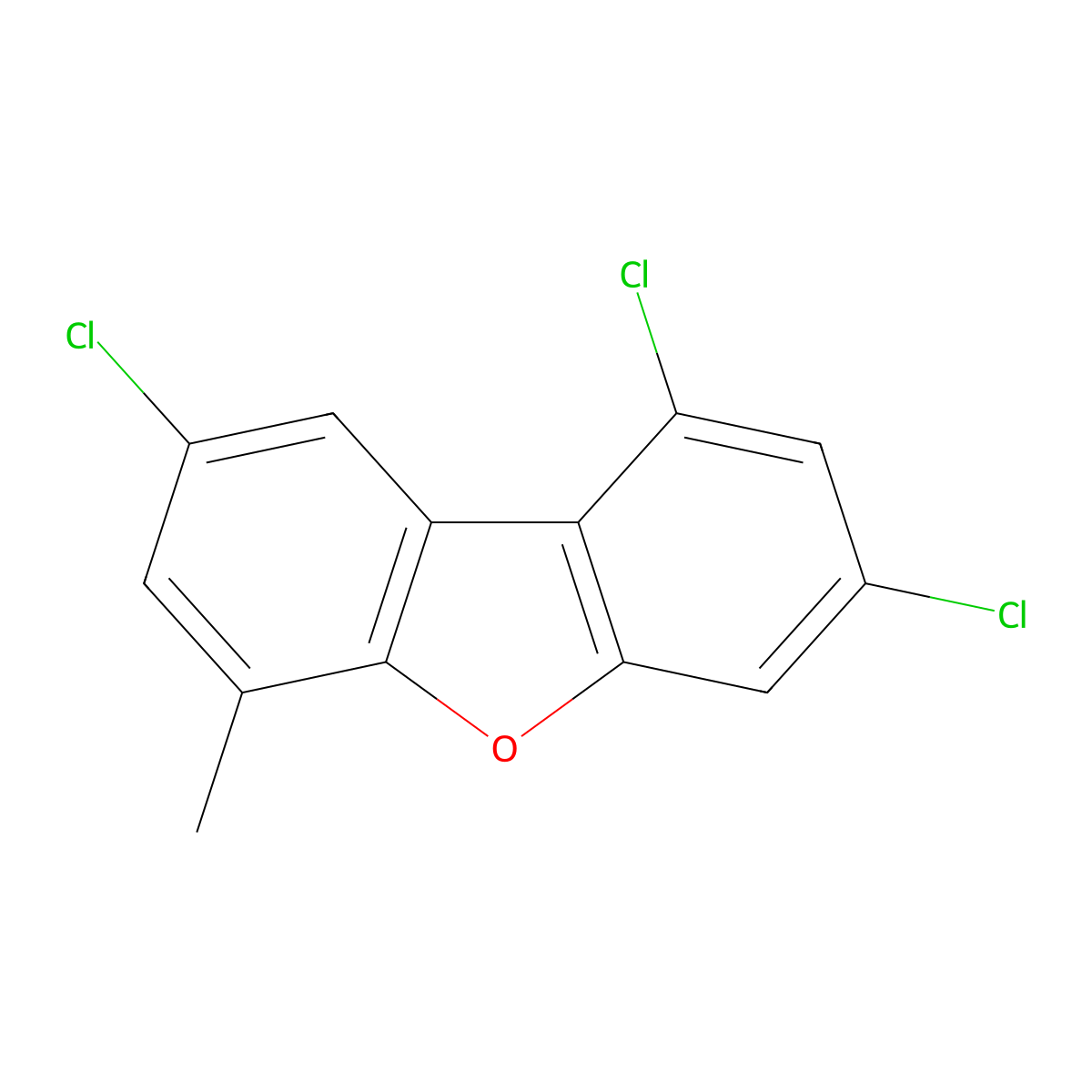 6-Methyl-1,3,8-trichlorodibenzofuran molecular structure, CAS 118174-38-2