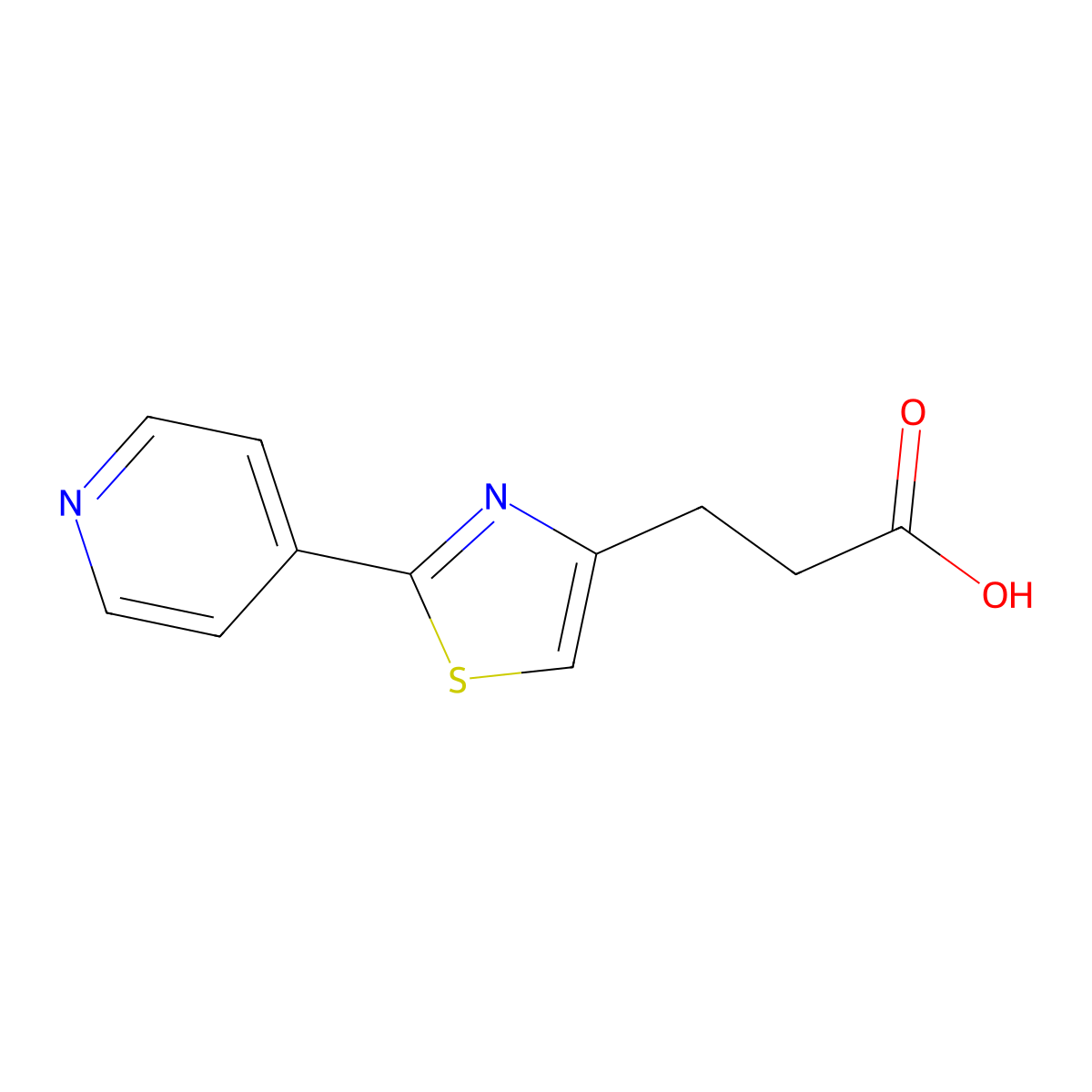3-[2-(Pyridin-4-yl)-1,3-thiazol-4-yl]propanoic acid molecular structure, CAS 1181740-97-5