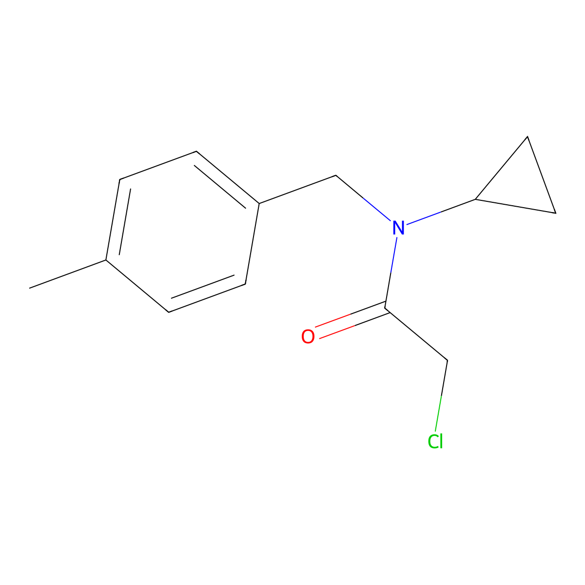 2-chloro-N-cyclopropyl-N-((4-methylphenyl)methyl)acetamide molecular structure, CAS 1181747-39-6