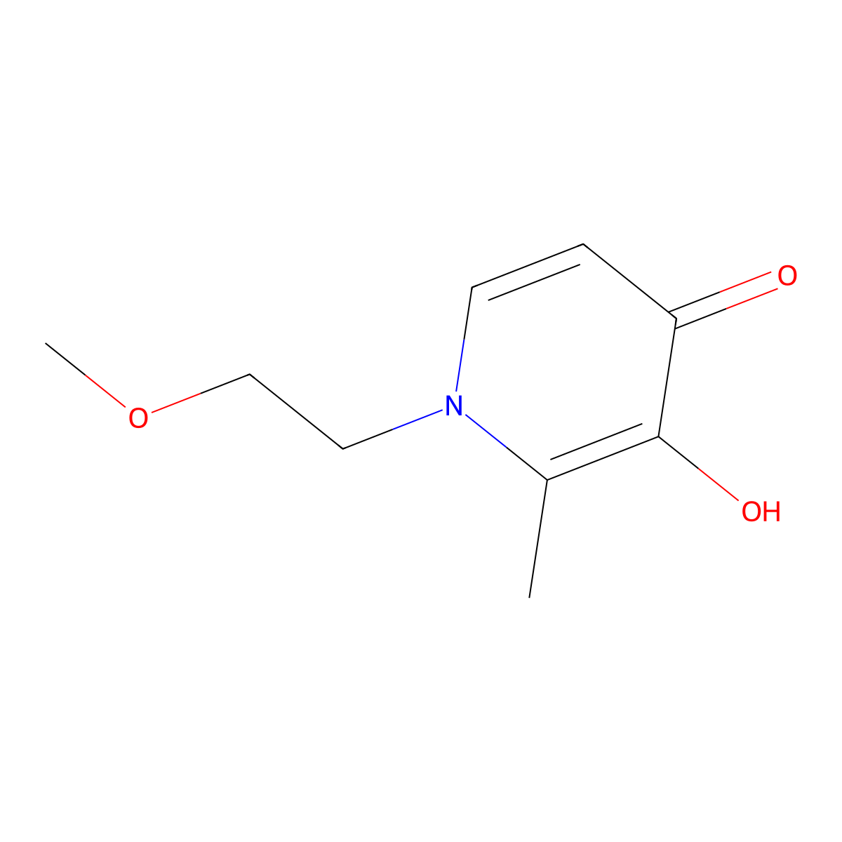 3-Hydroxy-1-(2-methoxyethyl)-2-methyl-4(1H)-pyridinone molecular structure, CAS 118178-79-3