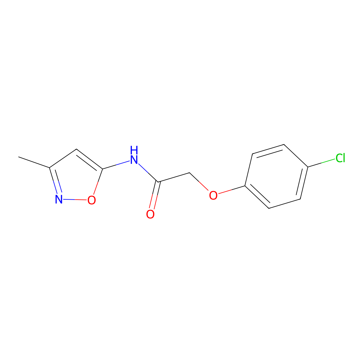 2-(4-chlorophenoxy)-N-(3-methylisoxazol-5-yl)acetamide molecular structure, CAS 118179-12-7