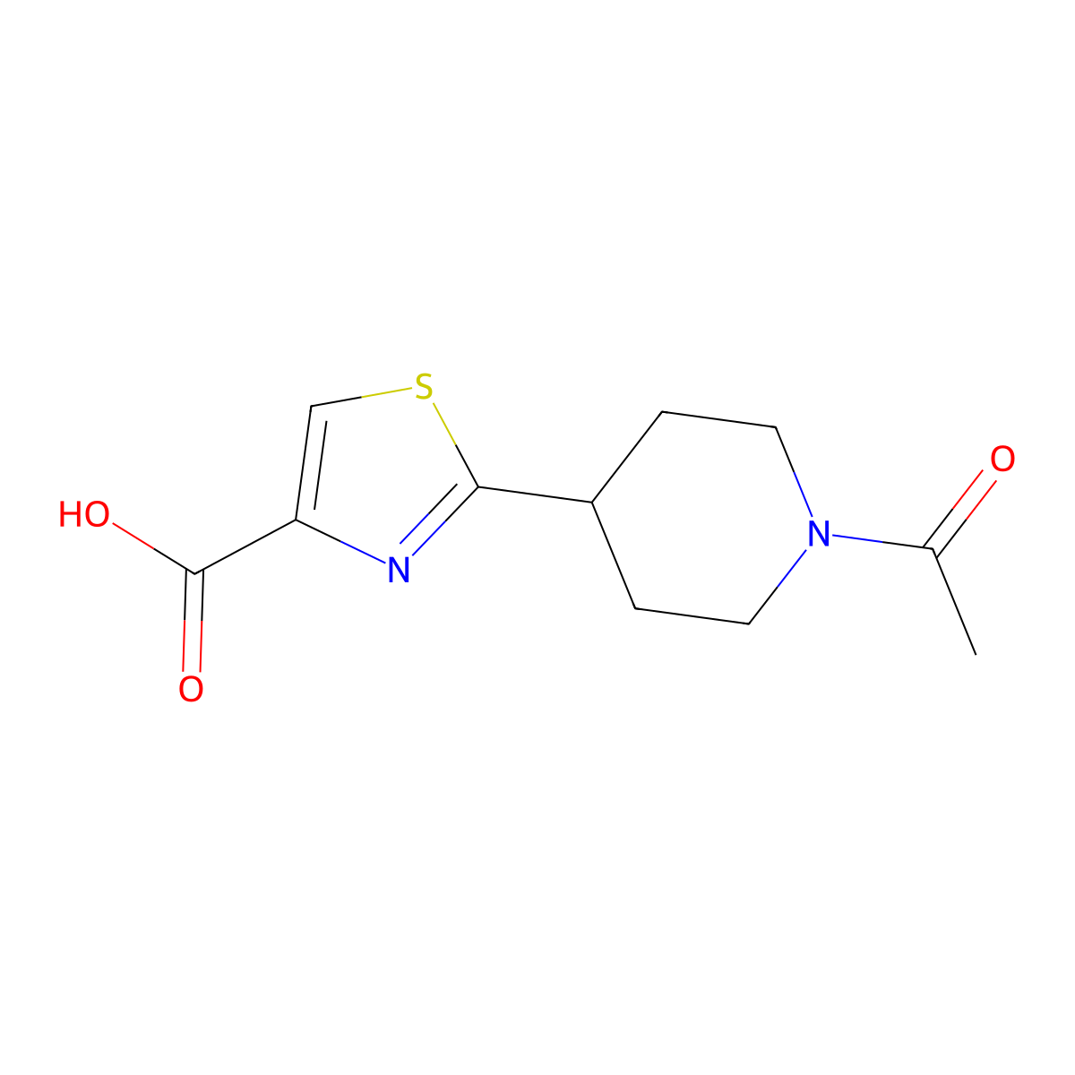 2-(1-Acetylpiperidin-4-yl)-1,3-thiazole-4-carboxylic acid molecular structure, CAS 1181793-52-1