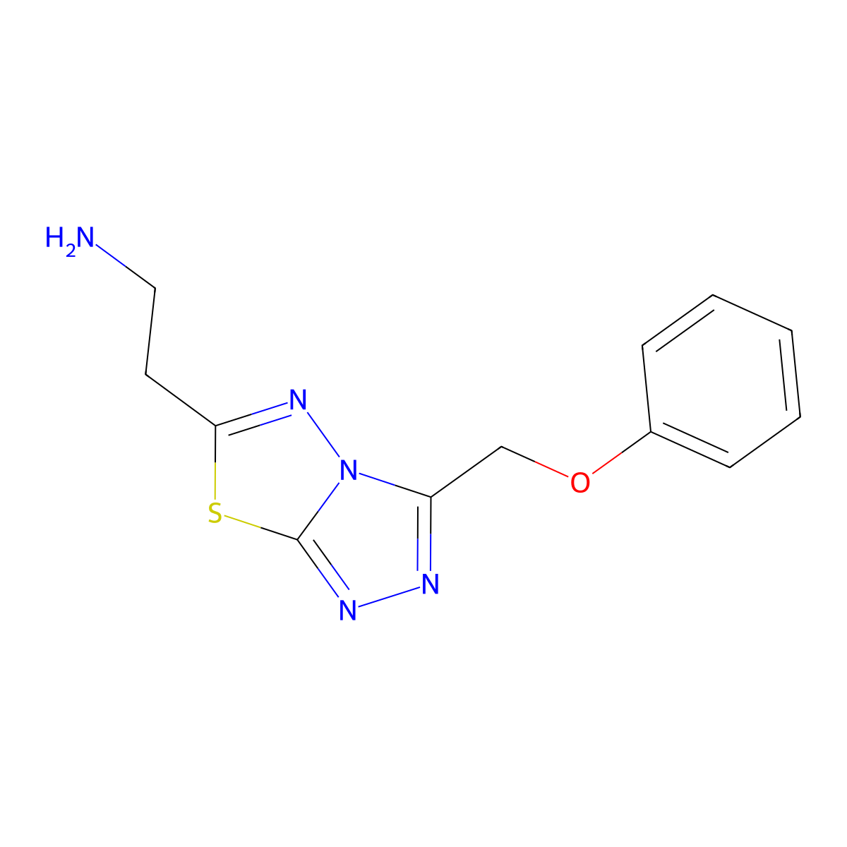 2-[3-(Phenoxymethyl)-[1,2,4]triazolo[3,4-b][1,3,4]thiadiazol-6-yl]ethan-1-amine molecular structure, CAS 1181799-21-2