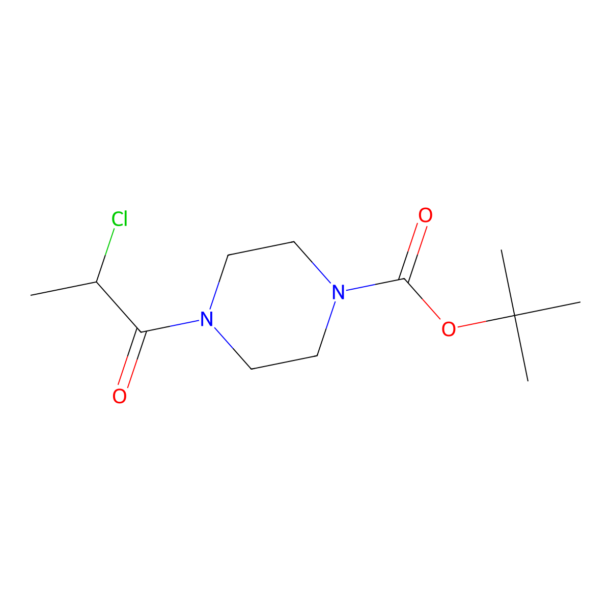 Tert-butyl 4-(2-chloropropanoyl)piperazine-1-carboxylate molecular structure, CAS 1181803-80-4