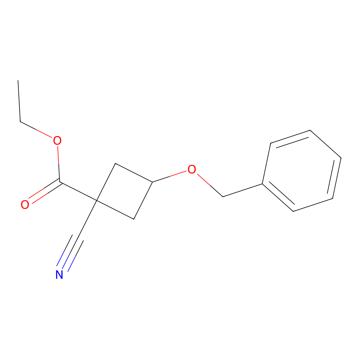 Ethyl 3-(benzyloxy)-1-cyanocyclobutanecarboxylate molecular structure, CAS 1181816-13-6