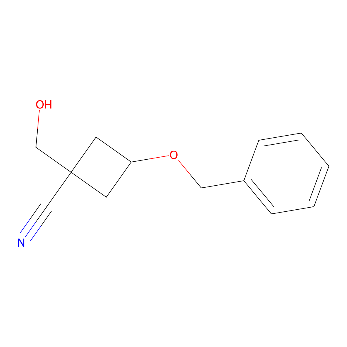3-(Benzyloxy)-1-(hydroxymethyl)cyclobutanecarbonitrile molecular structure, CAS 1181816-14-7