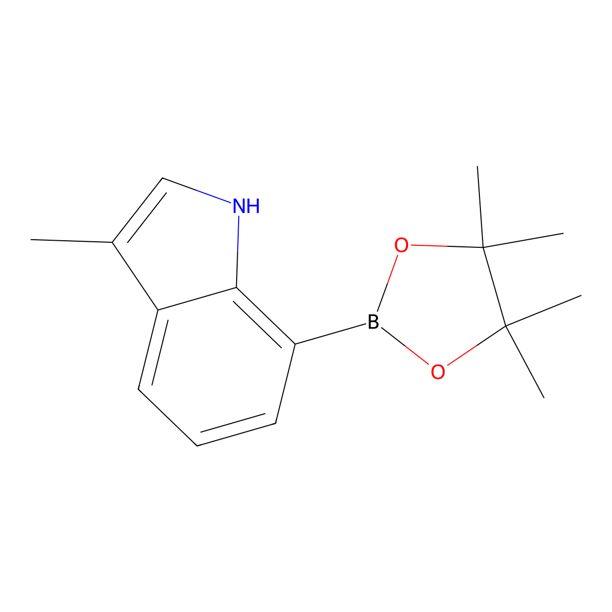 3-methyl-7-(4,4,5,5-tetramethyl-1,3,2-dioxaborolan-2-yl)-1H-indole molecular structure, CAS 1181825-29-5