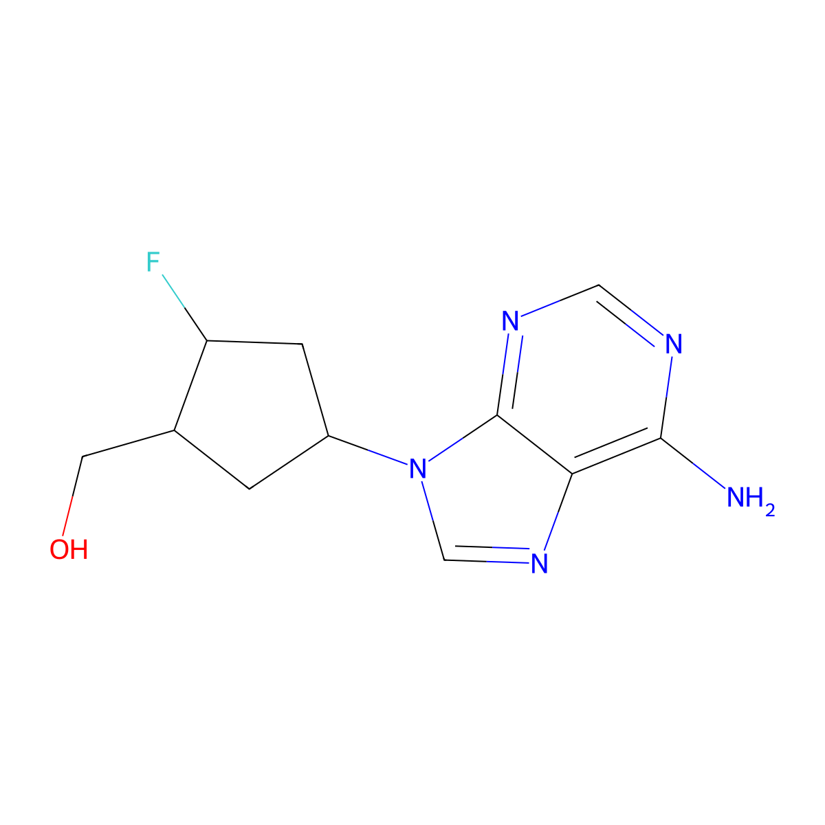 2',3'-Dideoxy-3'-fluoroaristeromycin molecular structure, CAS 118189-68-7