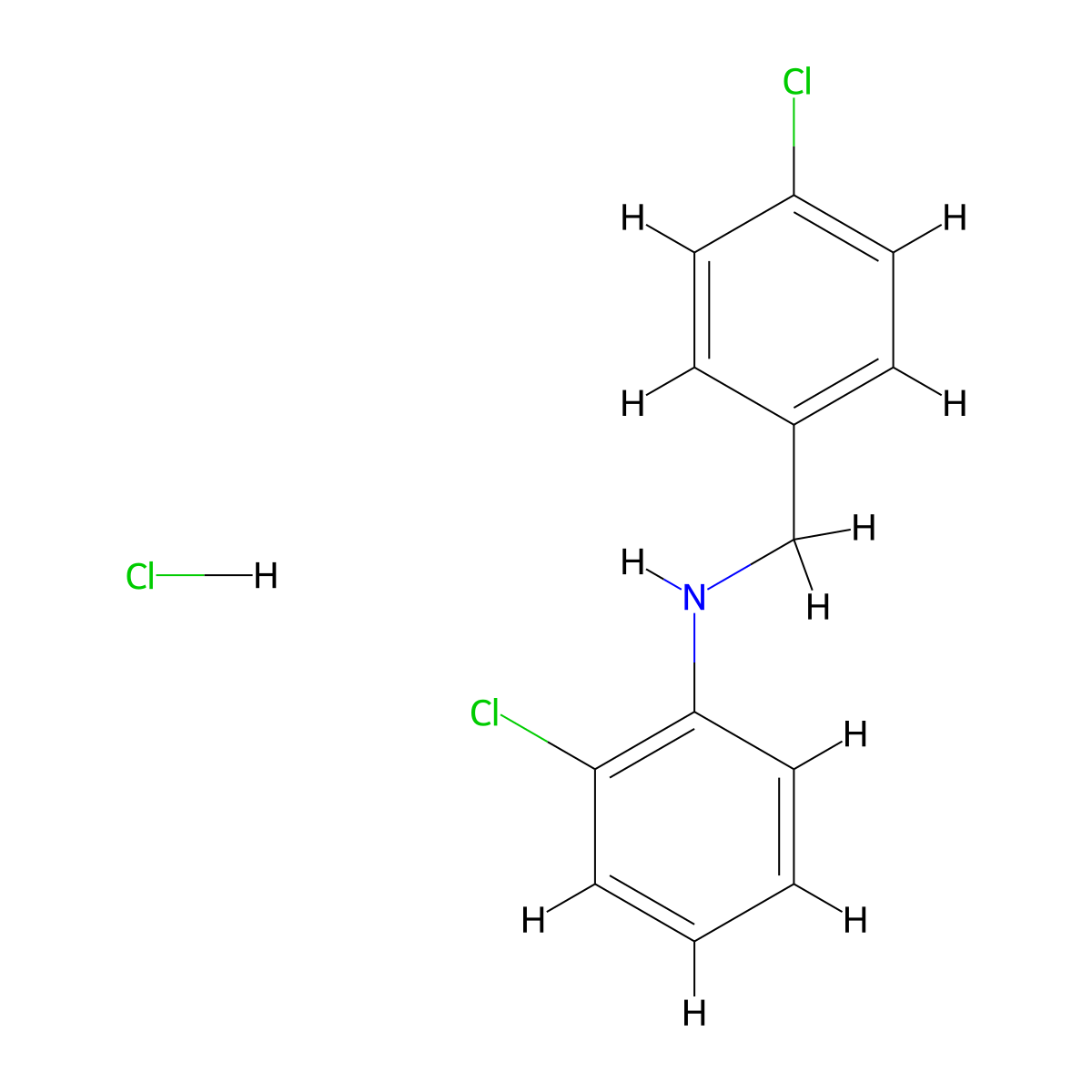 2-chloro-N-((4-chlorophenyl)methyl)aniline hydrochloride molecular structure, CAS 1181893-31-1