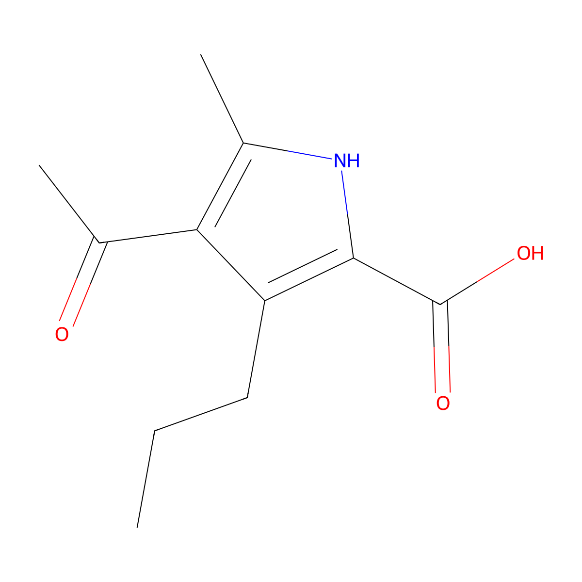 4-acetyl-5-methyl-3-propyl-1H-pyrrole-2-carboxylic acid molecular structure, CAS 1181894-93-8