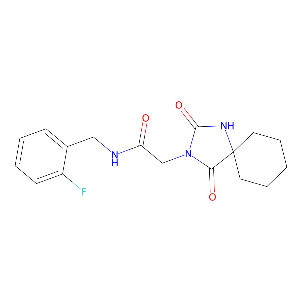 2-(2,4-dioxo-1,3-diazaspiro[4.5]dec-3-yl)-N-(2-fluorobenzyl)acetamide molecular structure, CAS 1181909-68-1