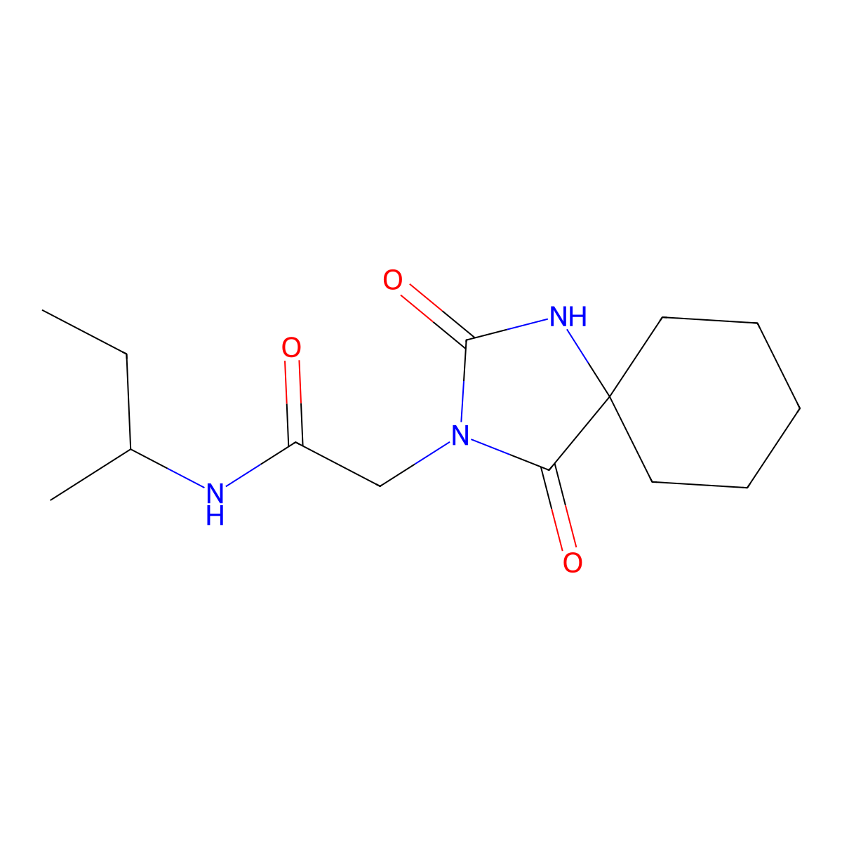 N-(sec-butyl)-2-(2,4-dioxo-1,3-diazaspiro[4.5]dec-3-yl)acetamide molecular structure, CAS 1181913-67-6