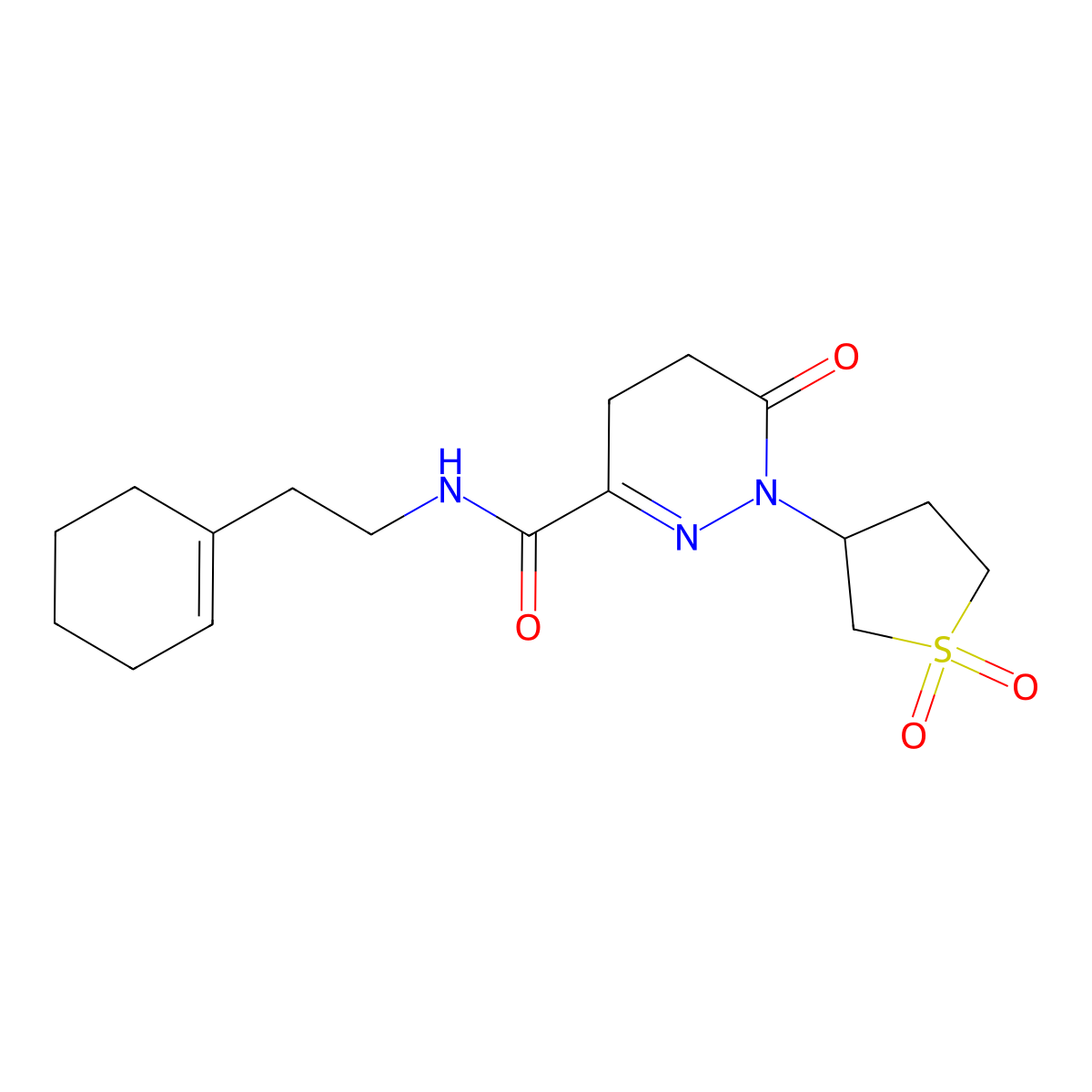 N-[2-(cyclohex-1-en-1-yl)ethyl]-1-(1,1-dioxidotetrahydrothiophen-3-yl)-6-oxo-1,4,5,6-tetrahydropyridazine-3-carboxamide molecular structure, CAS 1181930-08-4