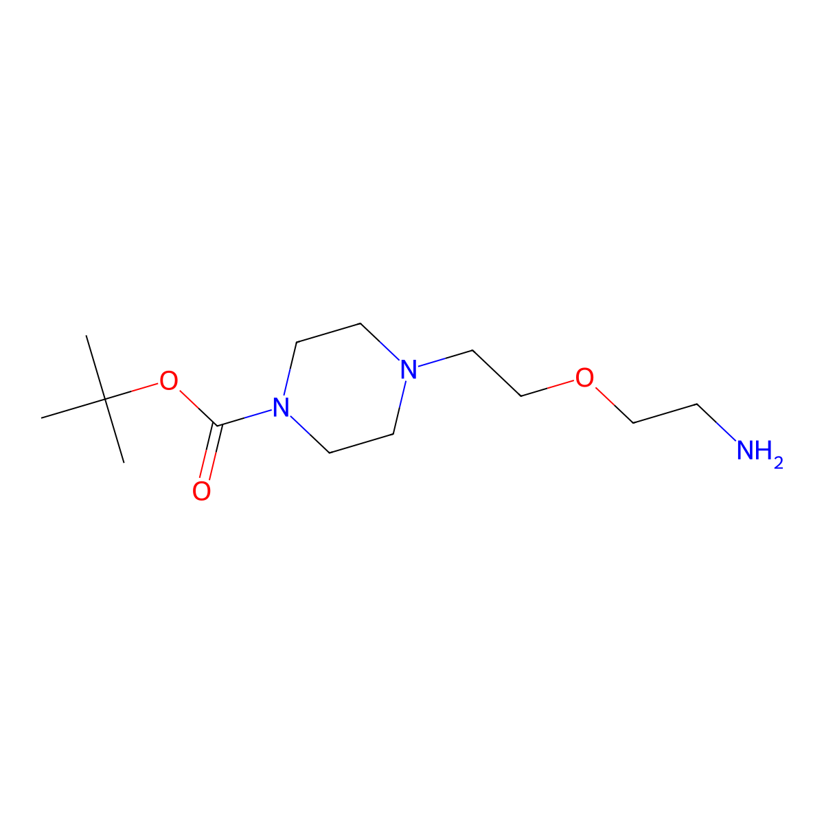 Tert-butyl 4-(2-(2-aminoethoxy)ethyl)piperazine-1-carboxylate molecular structure, CAS 1181972-47-3