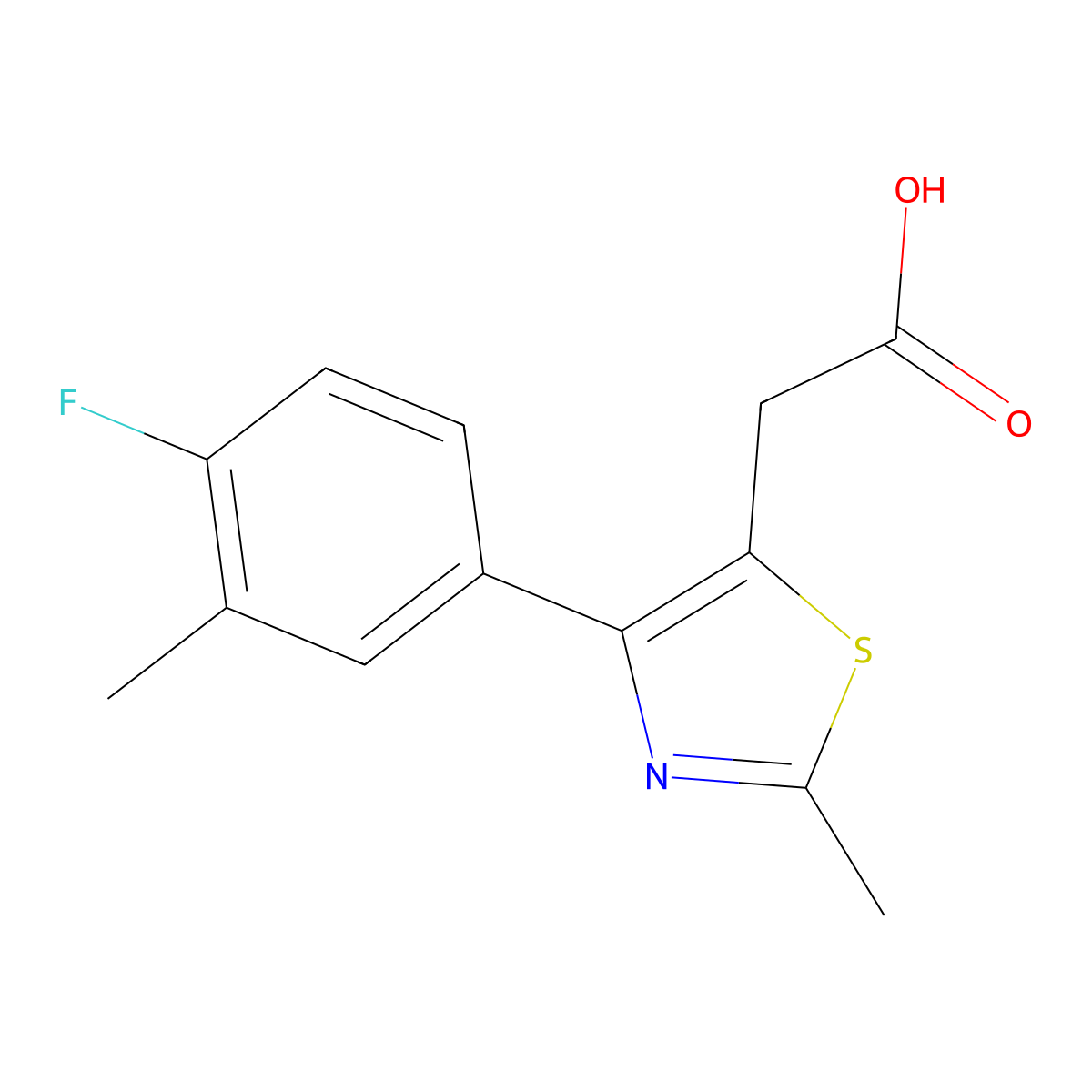 2-(4-(4-Fluoro-3-methylphenyl)-2-methylthiazol-5-yl)acetic acid molecular structure, CAS 1181974-43-5