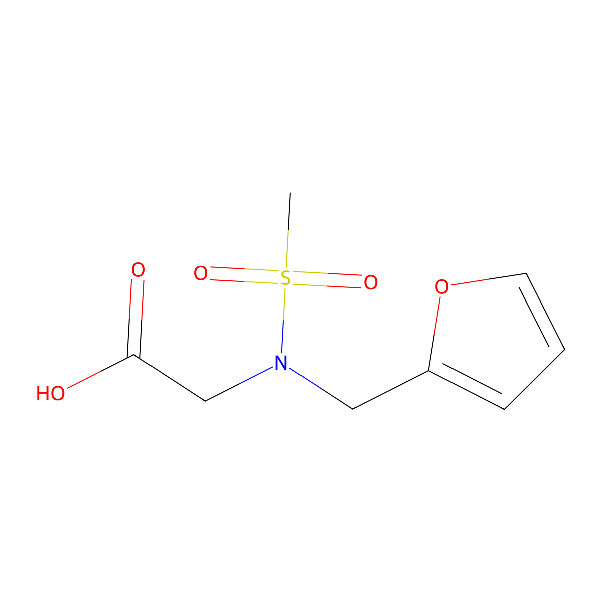 N-(furan-2-ylmethyl)-N-(methylsulfonyl)glycine molecular structure, CAS 1181984-58-6