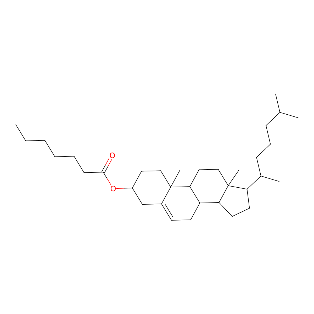 Cholesteryl heptanoate molecular structure, CAS 1182-07-6