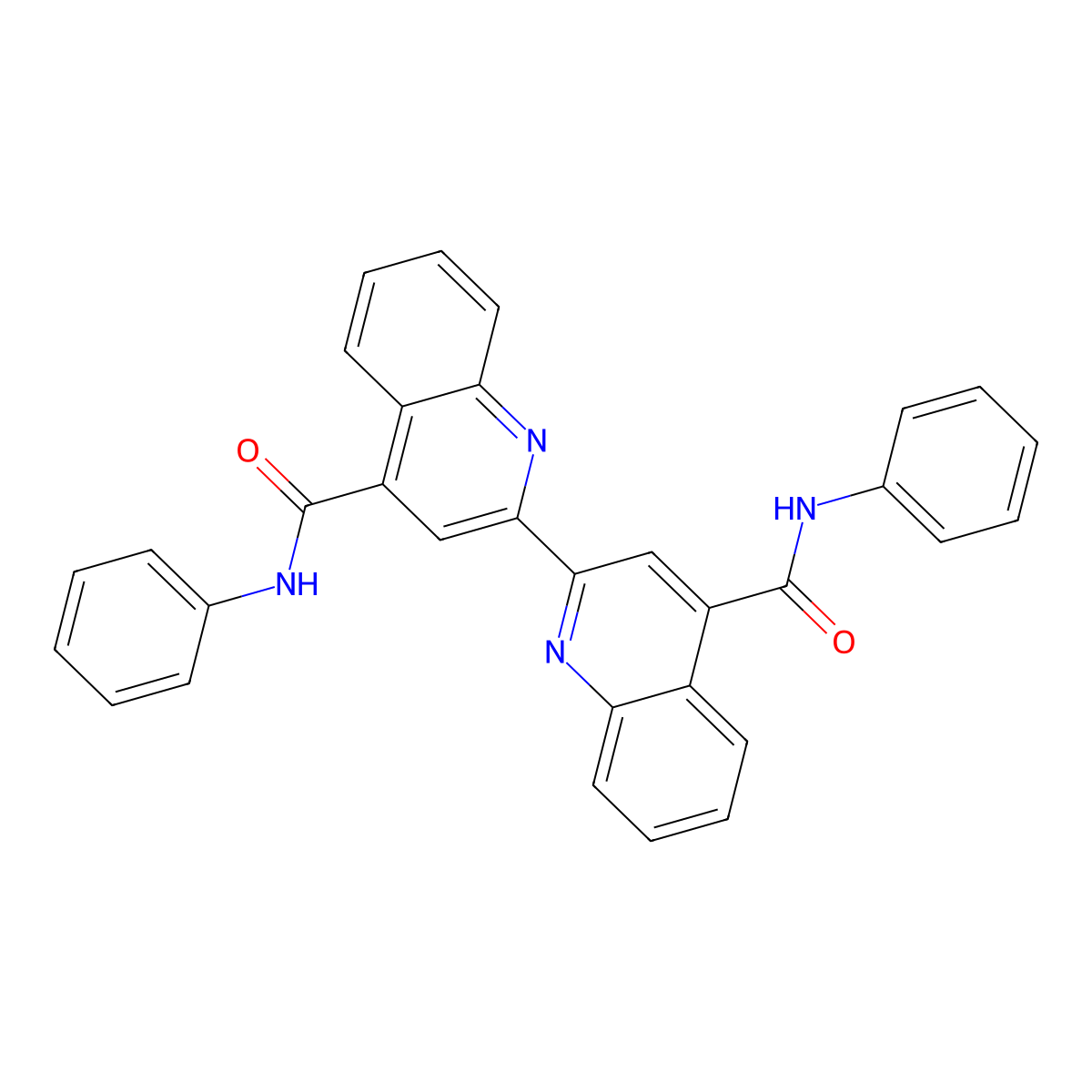[2,2'-Biquinoline]-4,4'-dicarboxamide, N4,N4'-diphenyl- molecular structure, CAS 1182-71-4