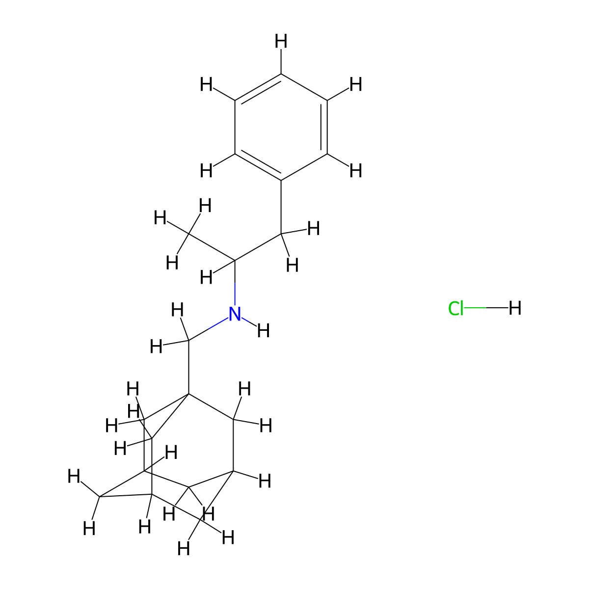 Tricyclo(3.3.1.1(sup 3,7))decane-1-methanamine, N-(1-methyl-2-phenylethyl)-, hydrochloride molecular structure, CAS 118202-64-5