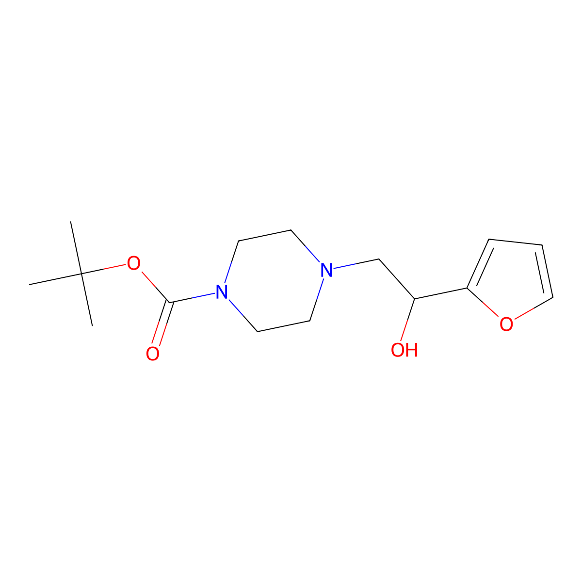 Tert-butyl 4-[2-(furan-2-yl)-2-hydroxyethyl]piperazine-1-carboxylate molecular structure, CAS 1182052-64-7