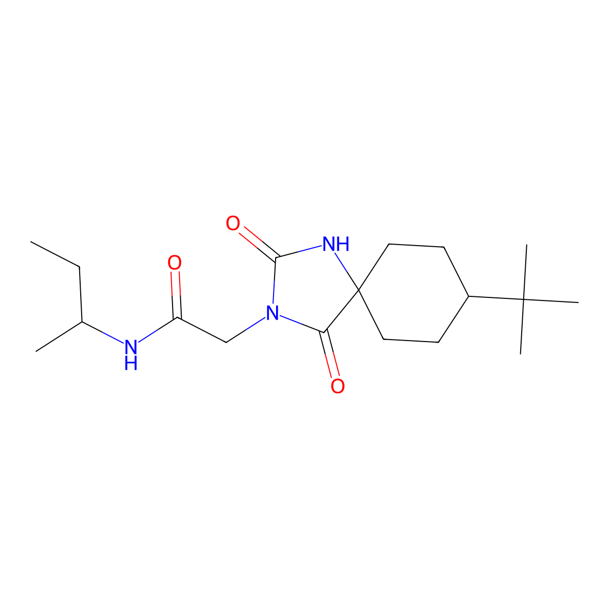 N-(sec-butyl)-2-(8-tert-butyl-2,4-dioxo-1,3-diazaspiro[4.5]dec-3-yl)acetamide molecular structure, CAS 1182094-01-4