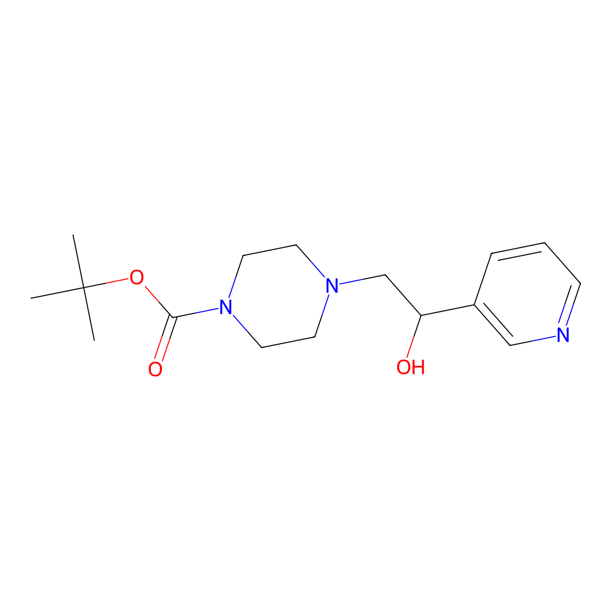 Tert-butyl 4-[2-hydroxy-2-(pyridin-3-yl)ethyl]piperazine-1-carboxylate molecular structure, CAS 1182137-86-5