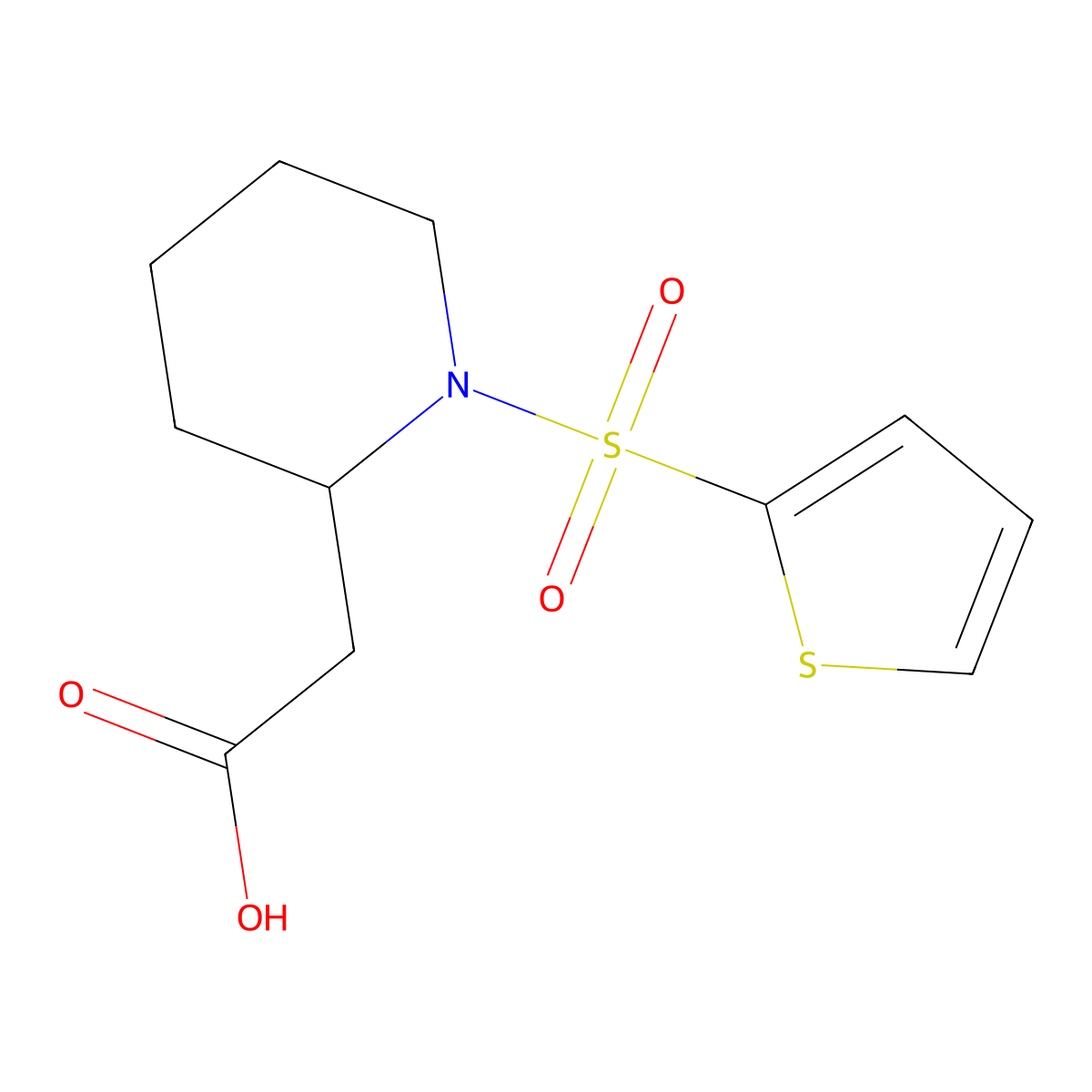 2-(1-(Thiophen-2-ylsulfonyl)piperidin-2-yl)acetic acid molecular structure, CAS 1182149-75-2