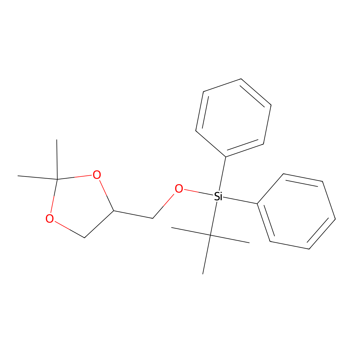 tert-Butyl((2,2-dimethyl-1,3-dioxolan-4-yl)methoxy)diphenylsilane molecular structure, CAS 118215-60-4