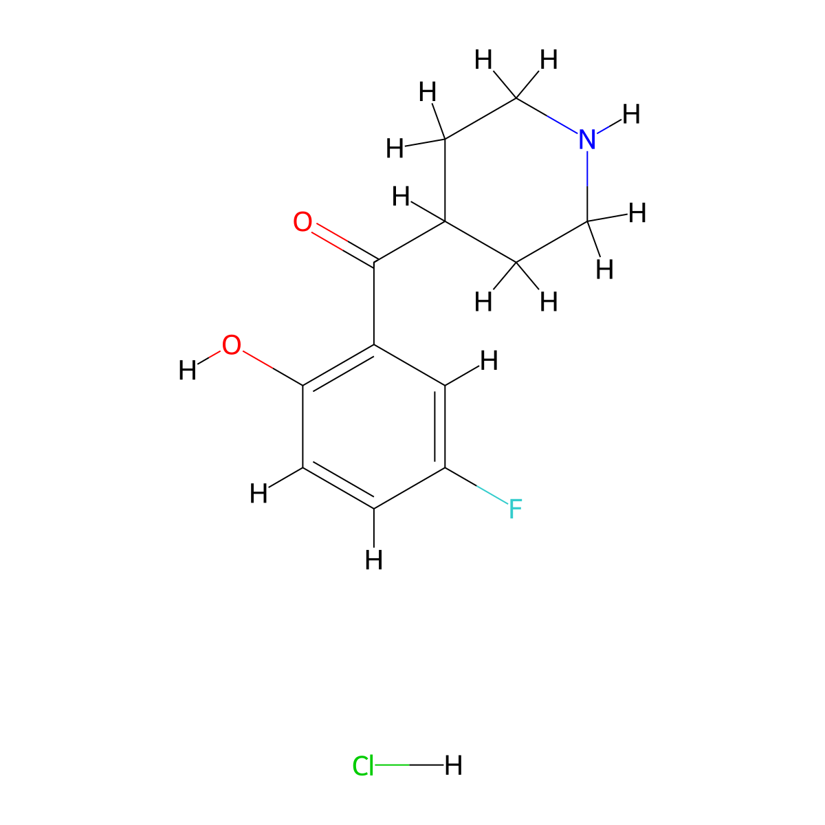 (5-Fluoro-2-hydroxyphenyl)(piperidin-4-yl)methanone hydrochloride molecular structure, CAS 1182284-28-1