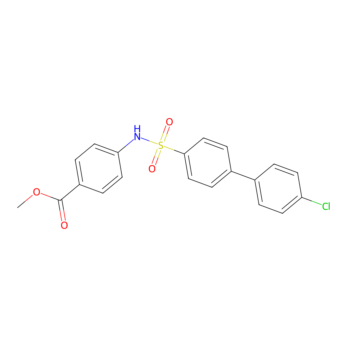 Methyl 4-((4'-chloro-[1,1'-biphenyl])-4-sulfonamido)benzoate molecular structure, CAS 1182284-29-2