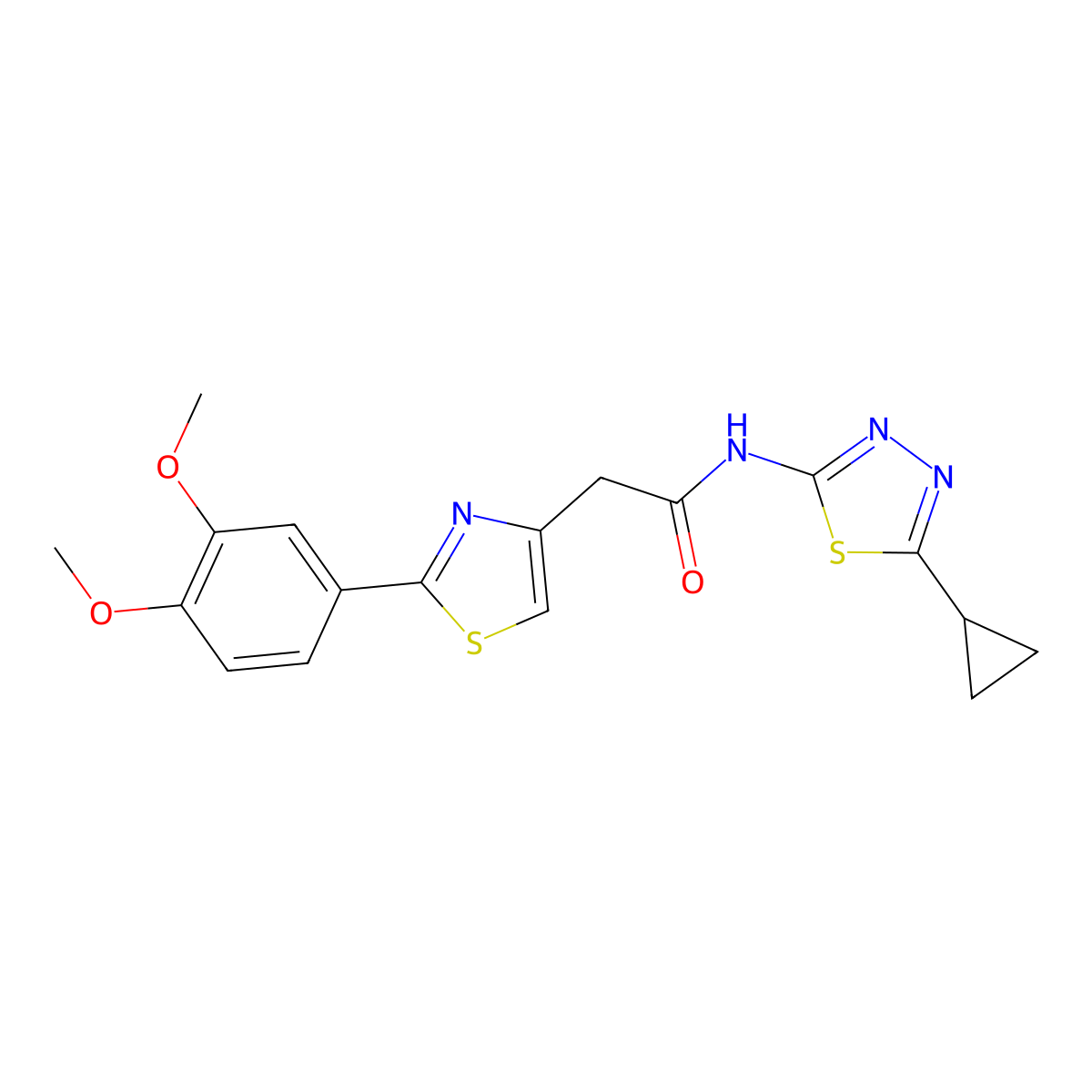 N-[(2E)-5-cyclopropyl-1,3,4-thiadiazol-2(3H)-ylidene]-2-[2-(3,4-dimethoxyphenyl)-1,3-thiazol-4-yl]acetamide molecular structure, CAS 1182299-72-4