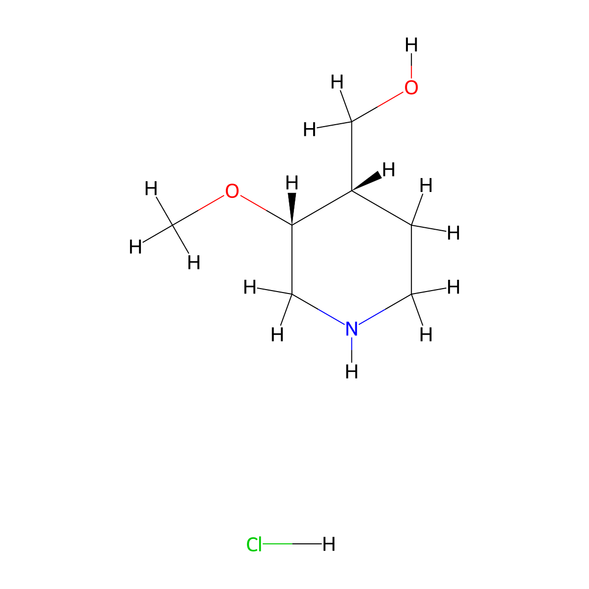 [(3R,4S)-3-Methoxy-4-piperidyl]methanol Hydrochloride molecular structure, CAS 1182325-22-9