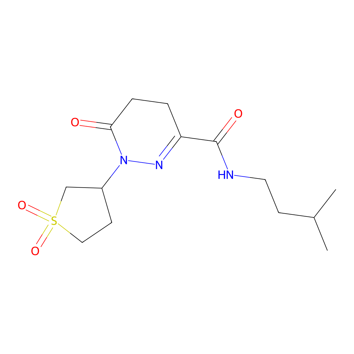 1-(1,1-dioxidotetrahydrothiophen-3-yl)-N-(3-methylbutyl)-6-oxo-1,4,5,6-tetrahydropyridazine-3-carboxamide molecular structure, CAS 1182325-47-8